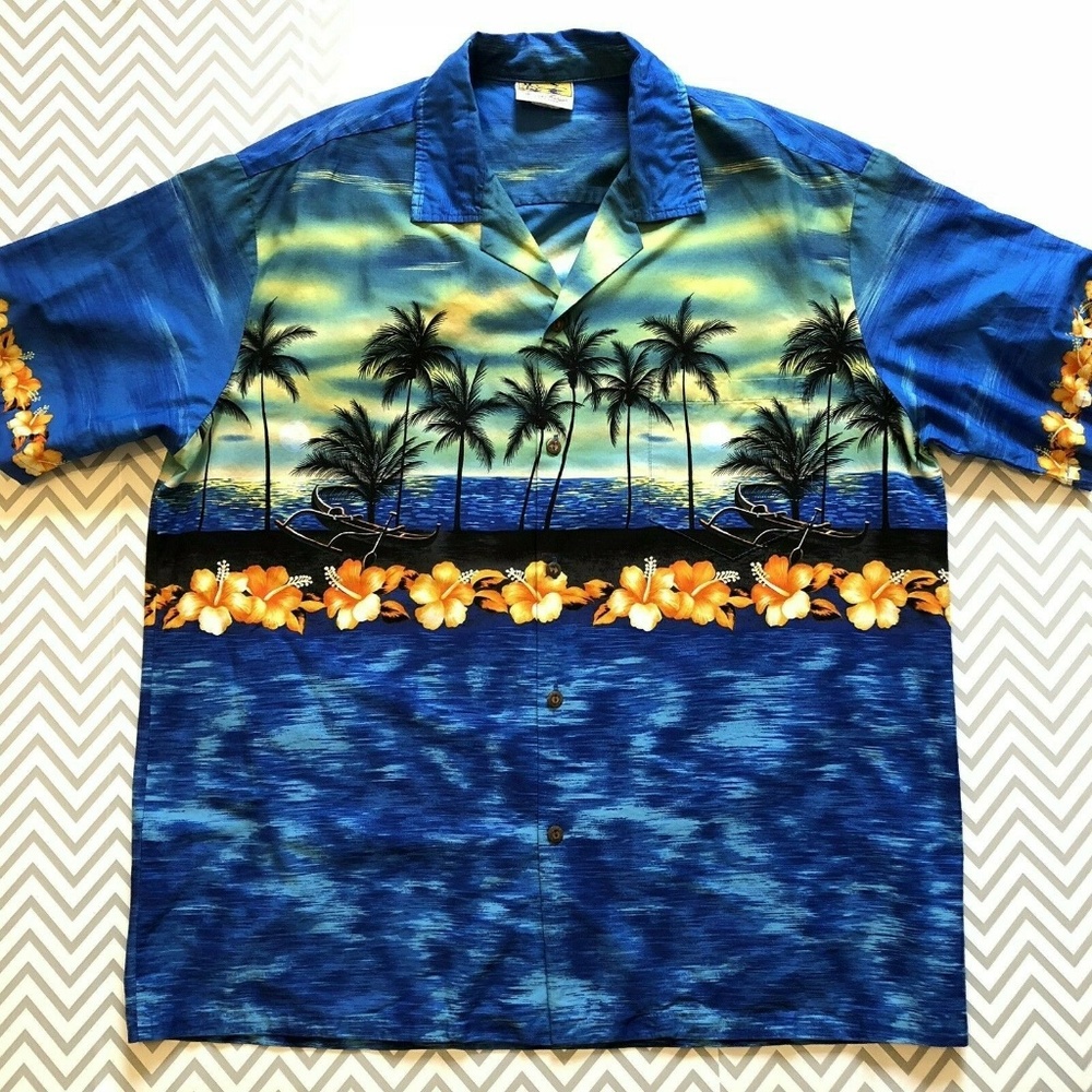 WINNIE FASHION Hawaiian Tropical Beach Shirt 2XL